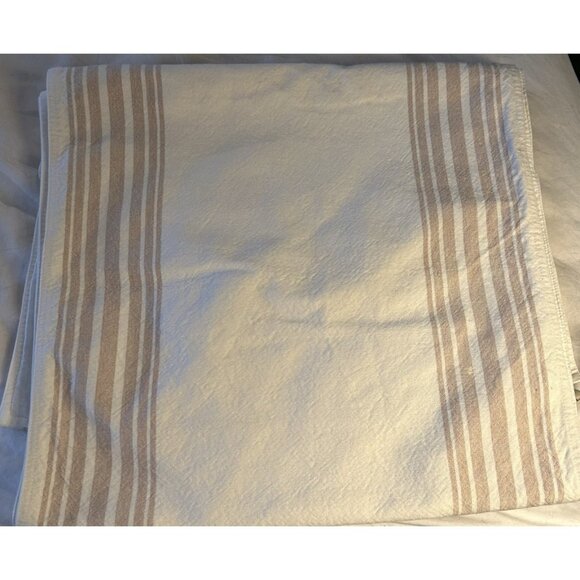 Pottery Barn French Stripe Cotton/Linen Table Runner, 18 x 108 Beige Tan Cottage - Picture 8 of 9